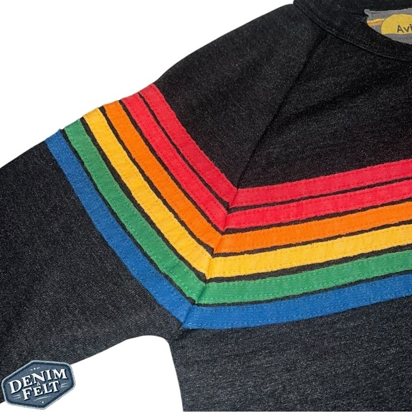 Aviator Nation Unisex Charcoal 6 Stripe Chevron Crewneck/Sweatshirt | PRELOVED🌈 - Picture 3 of 11